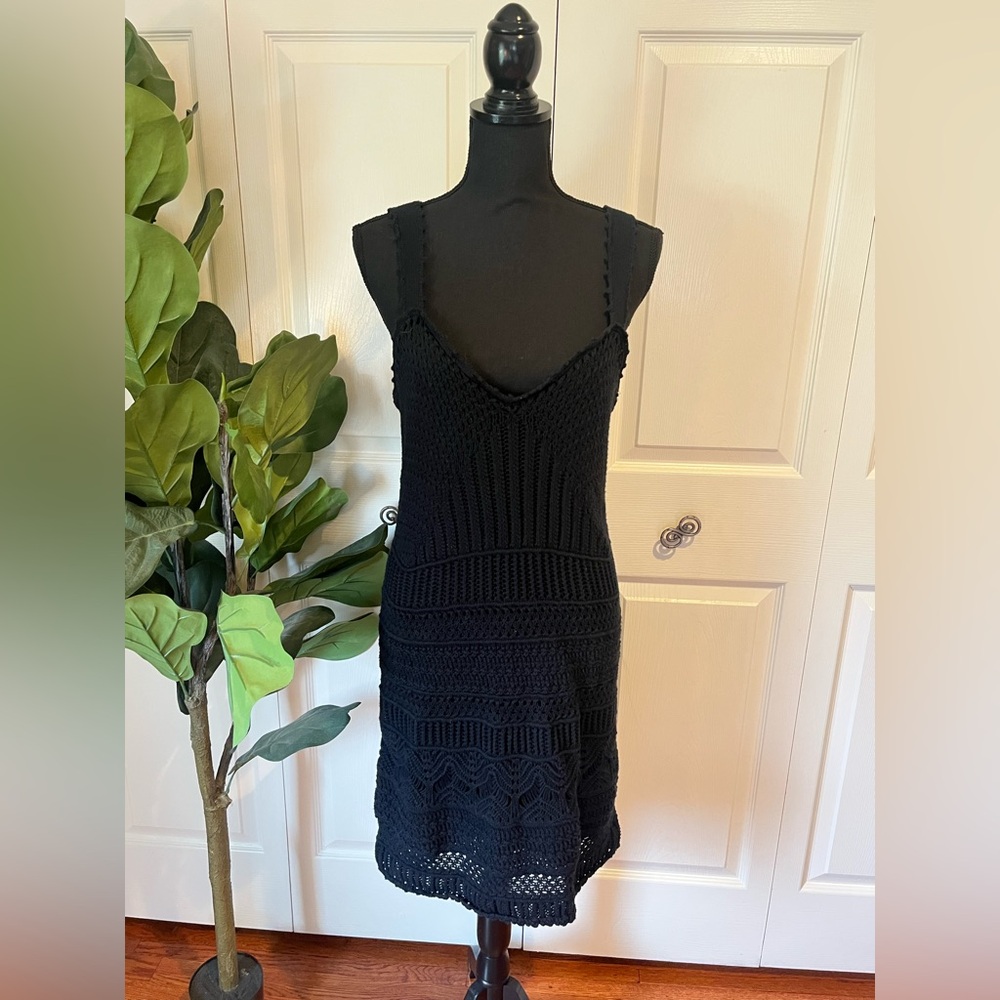 Abercrombie Black Crochet Knit Slip Dress XL